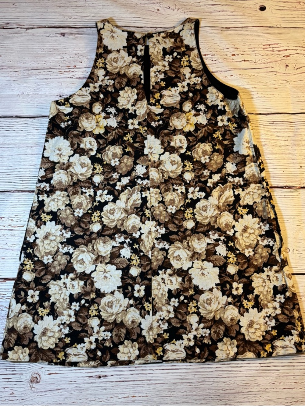 Abercrombie & Fitch Tall Brown Floral High Neck Linen Blend Mini Dress Sz M - Picture 3 of 10